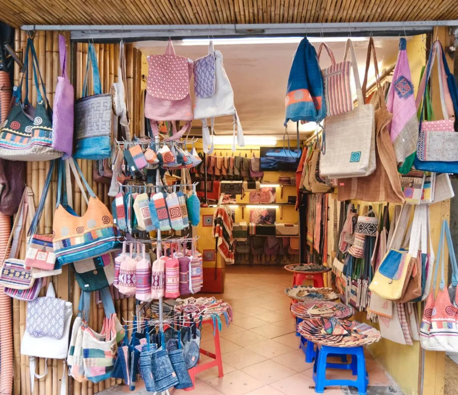 Inside the AN handmade textile shop in Hanoi