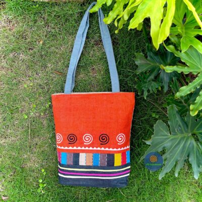 Spirals Hmong hemp tote bag
