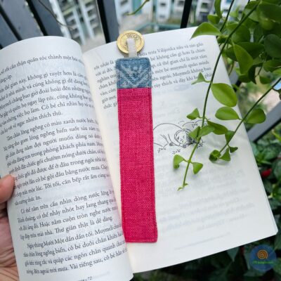 Handcrafted hemp bookmark with lucky coin