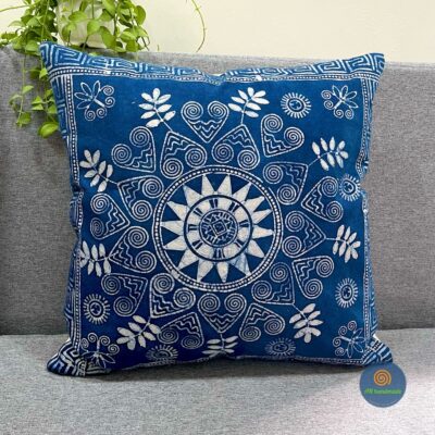 Cushion cover made of indigo batik cotton